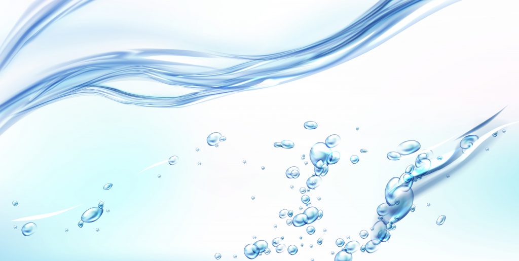 purified water wave with bubbles and drops